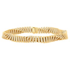 Yellow Gold Twisted Diamond Bracelet, 8.31 Carats