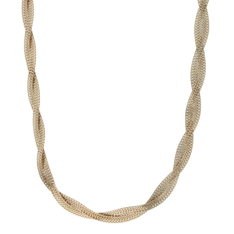 Metal Content: 10k Yellow Gold

Chain Style: Twisted Double Cuban
Necklace Style: Chain
Fastening Type: Lobster Claw Clasp

Measurements

Length: 18 1/4