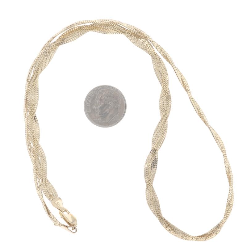 Women's Yellow Gold Twisted Double Cuban Chain Necklace 18 1/4