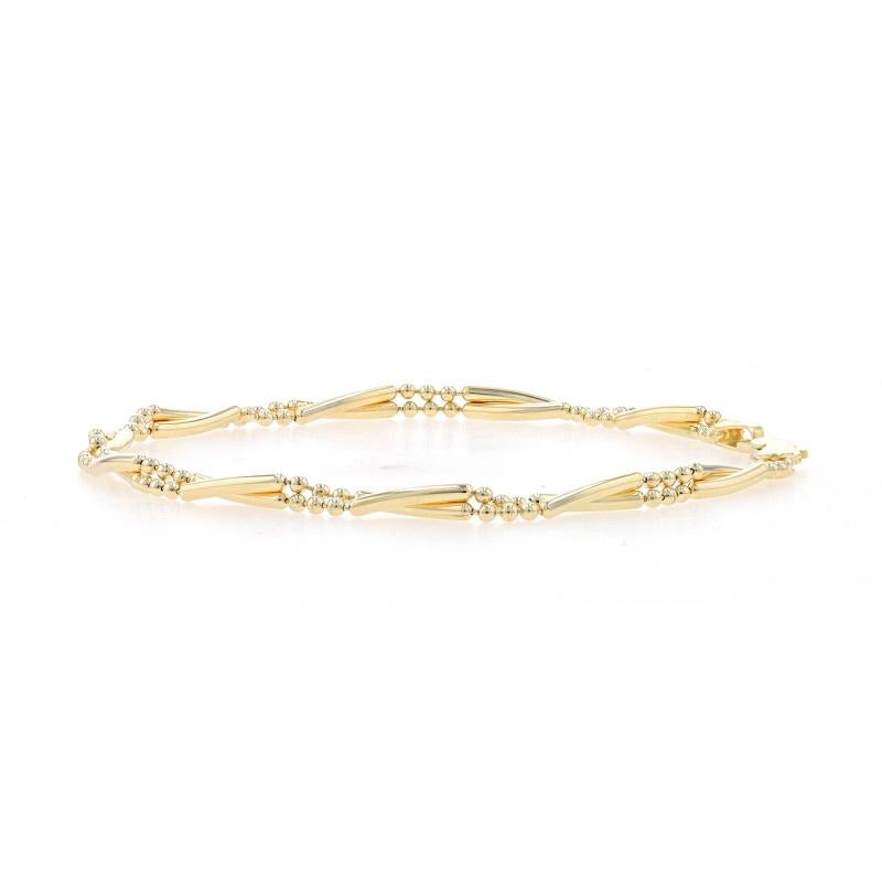 Women's Yellow Gold Twisted Fancy Double Bead Chain Bracelet 7