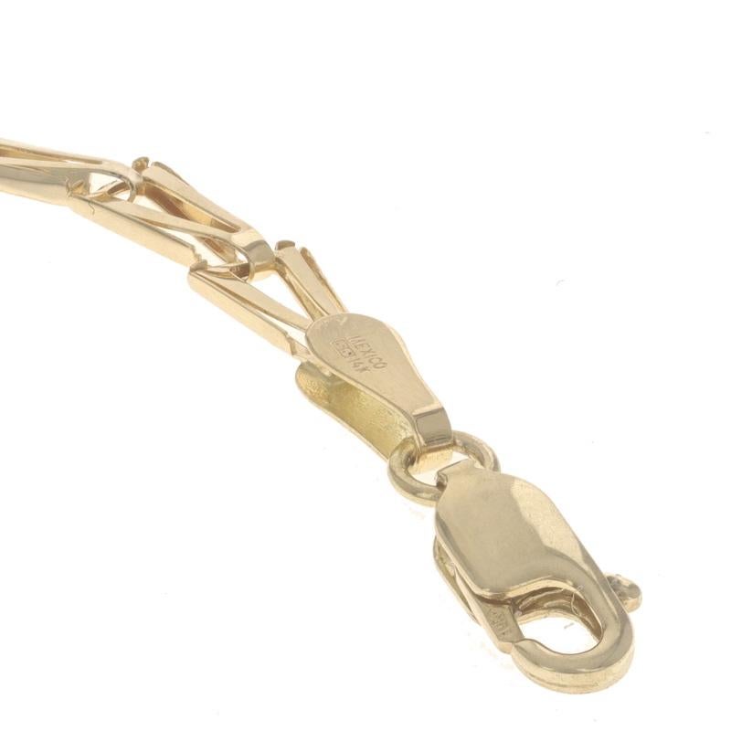 Yellow Gold Twisted Fancy Double Bead Chain Bracelet 7
