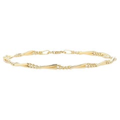 Bracelet en or jaune avec double chaîne de perles fantaisie torsadées - 14k