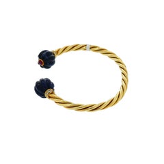 Yellow Gold Twisted Open Cuff Bracelet