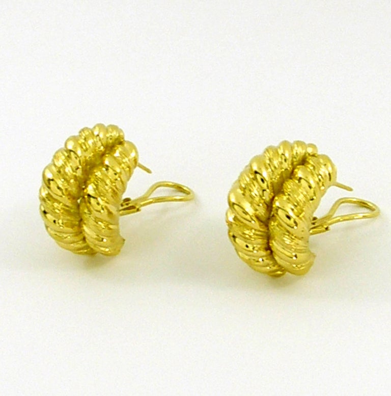 Yellow Gold Twisted Rope Earrings For Sale at 1stDibs