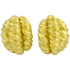 Yellow Gold Twisted Rope Earrings