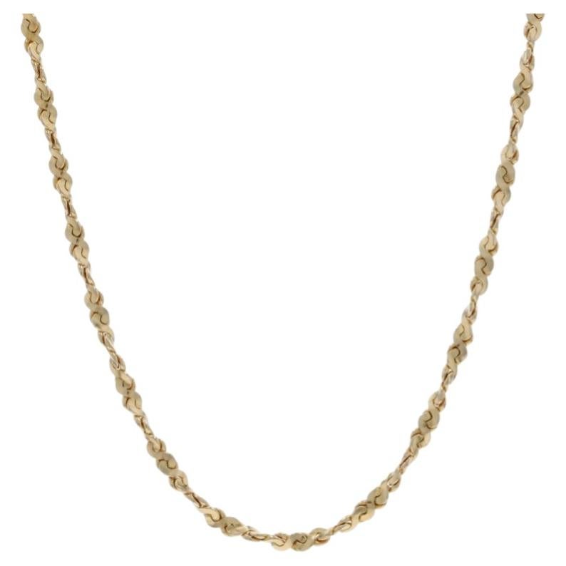 Yellow Gold Twisted Serpentine Chain Necklace 18" - 14k For Sale