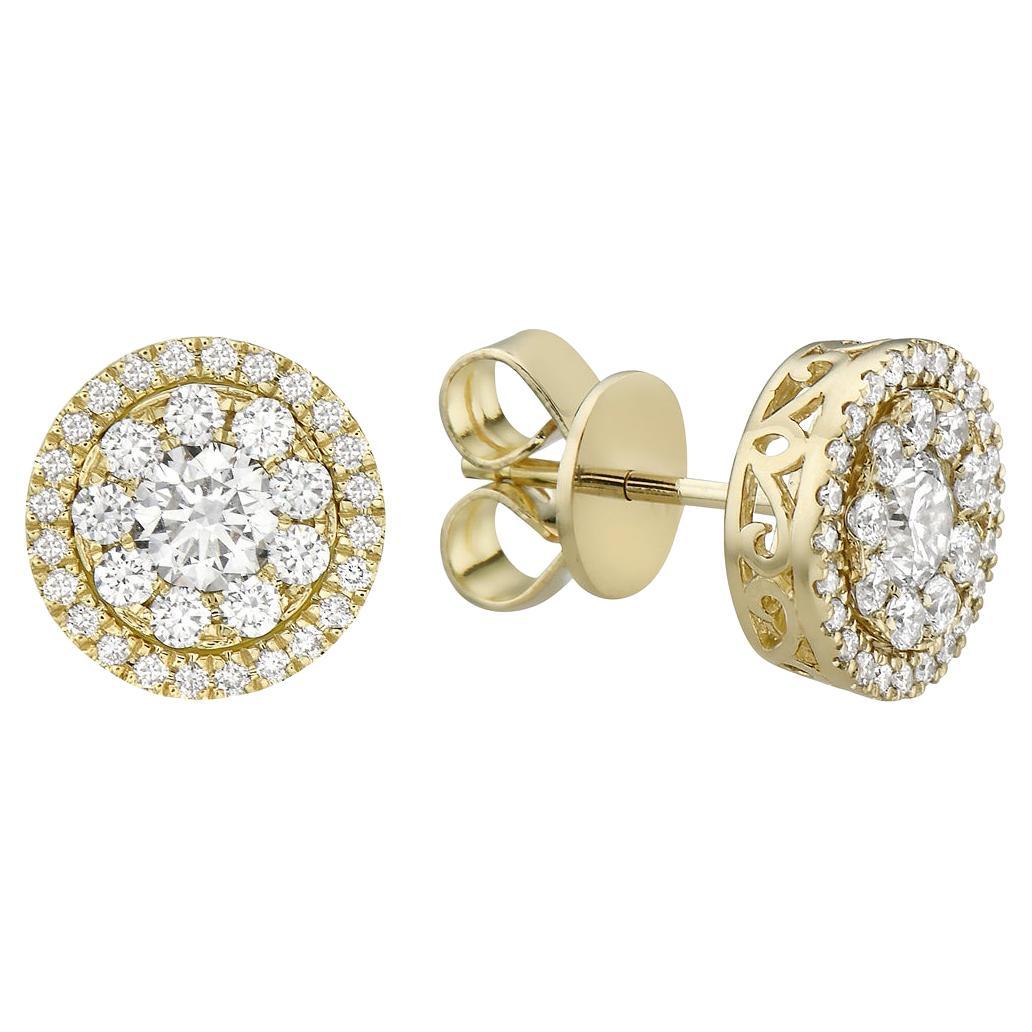 Yellow Gold Two Way Diamond Illusion and Jacket Studs For Sale