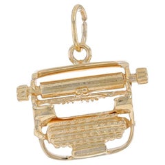 Used Yellow Gold Typewriter Charm - 14k Author Journalist Office Assistant Moves
