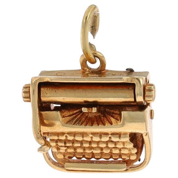 Yellow Gold Typewriter Charm 14k Office Assist Secretary Author Journalist Moves For Sale