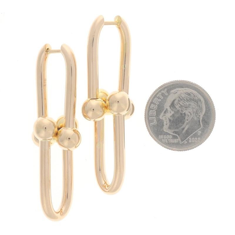 \Gelbgold U-Link Creolen Tropfenohrringe - 18k Papierclip Kugel durchbohrt Damen