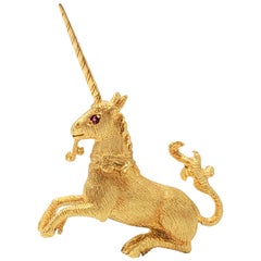 Yellow Gold Unicorn Brooch