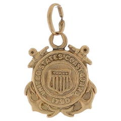 Used Yellow Gold United States Coast Guard Seal Charm - 14k USCG Emblem