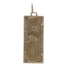 Yellow Gold U.S. $100 Bill Charm - 14k Paper Currency Mini Replica