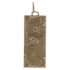Yellow Gold U.S. $100 Bill Charm - 14k Paper Currency Mini Replica