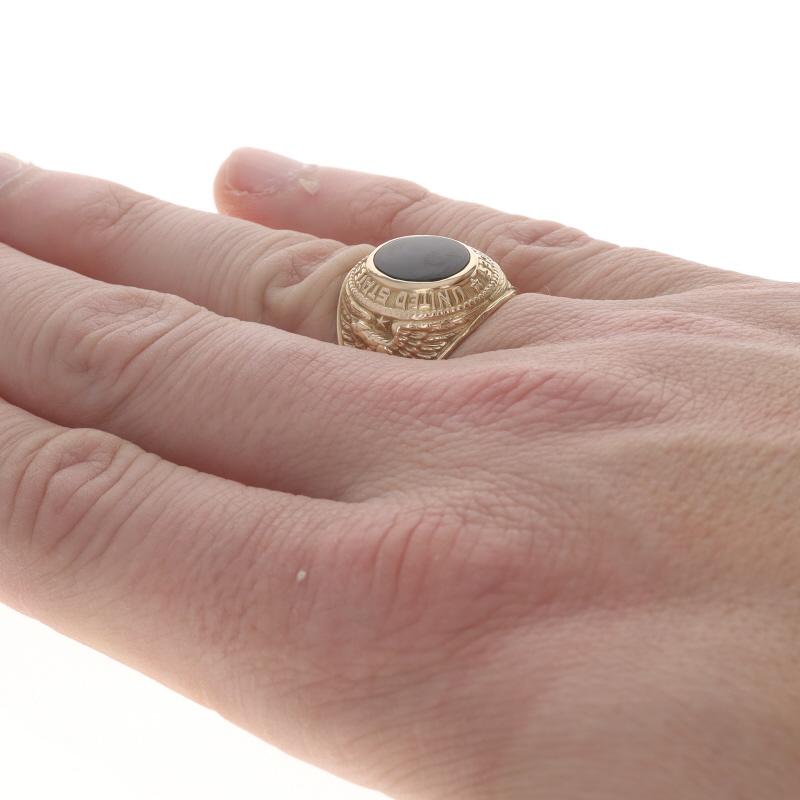 Women's Yellow Gold US Army Air Forces Mens Ring 10k Onyx WWII Military 1943 Miami Beach For Sale