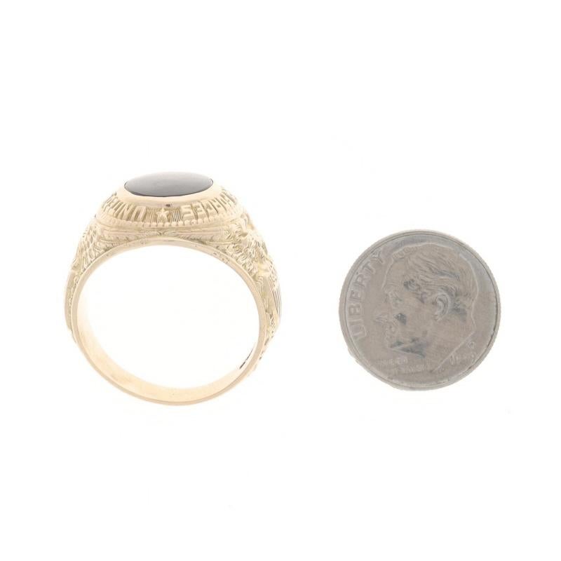 Yellow Gold US Army Air Forces Mens Ring 10k Onyx WWII Military 1943 Miami Beach For Sale 1