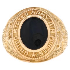 Yellow Gold US Army Air Forces Mens Ring 10k Onyx WWII Military 1943 Miami Beach
