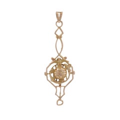 Or jaune USMA US Marines Art Deco Lavaliere Sweetheart Pendentif - 10k Vintage