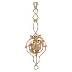 Or jaune USMA US Marines Art Deco Lavaliere Sweetheart Pendentif - 10k Vintage