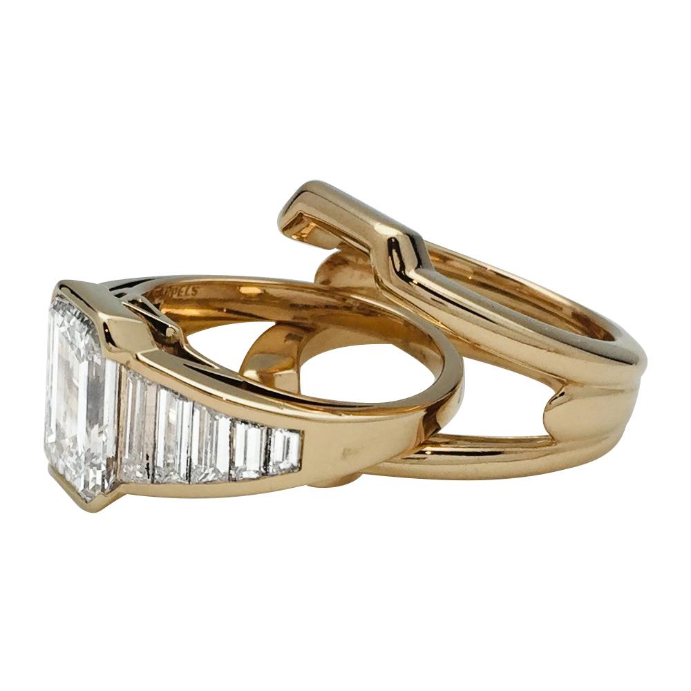 Women's or Men's Yellow Gold Van Cleef & Arpels Ring, G-VS2 Emerald Cut Diamond 2.90 Carat