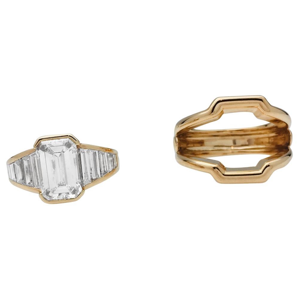 Yellow Gold Van Cleef & Arpels Ring, G-VS2 Emerald Cut Diamond 2.90 Carat 1
