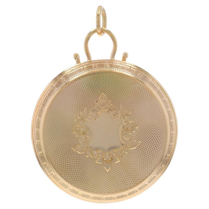 Yellow Gold Victorian Converted Pocket Watch Case Pendant 14k Antique ShieldDisc