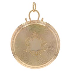 Yellow Gold Victorian Converted Pocket Watch Case Pendant 14k Antique ShieldDisc
