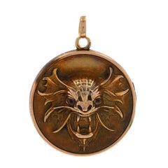 Yellow Gold Victorian Dragon Pendant 10k Antique