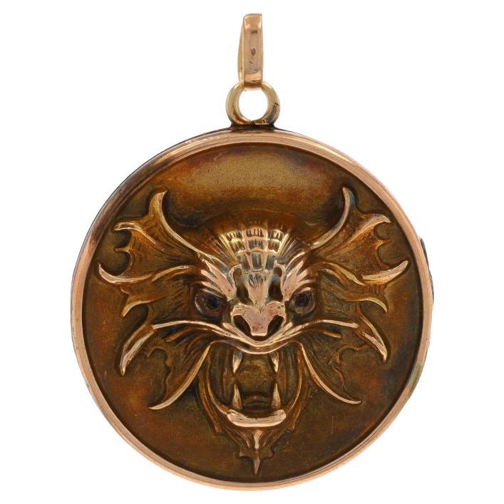 Yellow Gold Victorian Dragon Pendant 10k Antique