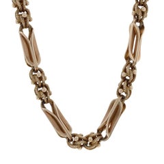 Yellow Gold Victorian Fancy Figaro Watch Chain/Necklace 16 1/2" - 14k Antique