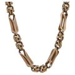 Yellow Gold Victorian Fancy Figaro Watch Chain/Necklace 16 1/2" - 14k Antique