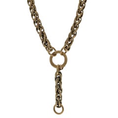 Yellow Gold Victorian Fancy Wheat Chain Lariat Necklace 18 1/4" 12k Antique