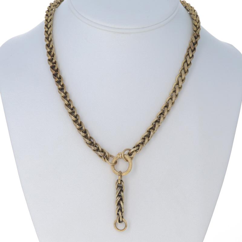 Collana Lariat in oro giallo vittoriano con catena a forma di grano 18 1/4