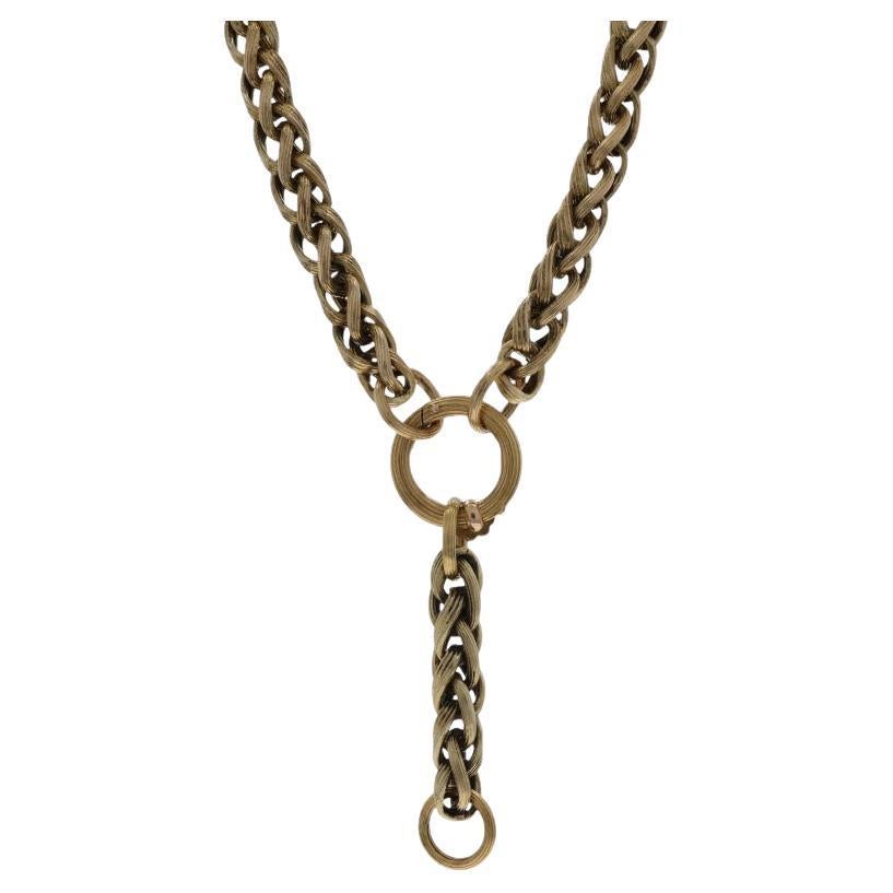 Collana Lariat in oro giallo vittoriano con catena a forma di grano 18 1/4" 12k antico in vendita