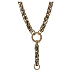 Collana Lariat in oro giallo vittoriano con catena a forma di grano 18 1/4" 12k antico