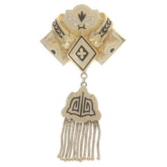 Yellow Gold Victorian Floral Tassel Dangle Brooch - 14k Gold Filled Antique Pin