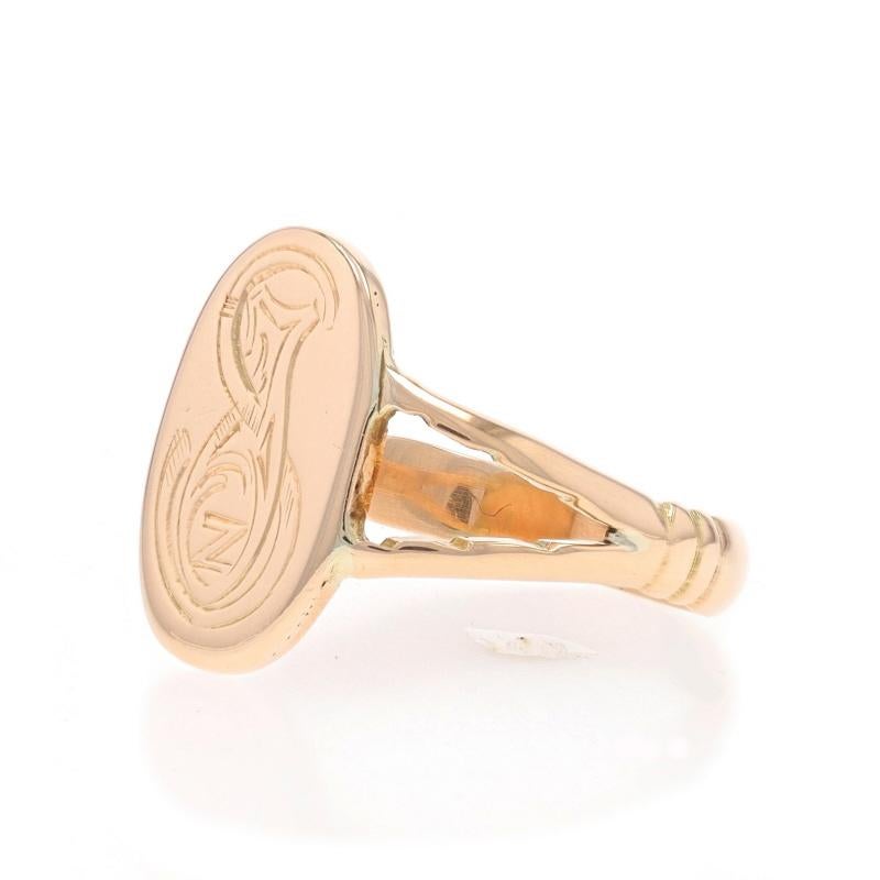 Women's Yellow Gold Victorian Initials SJZ Signet Ring - 14k Antique Monogram Letters For Sale