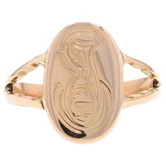 Anello con iniziali vittoriane in oro giallo SJZ - Lettere Monogram antiche 14k