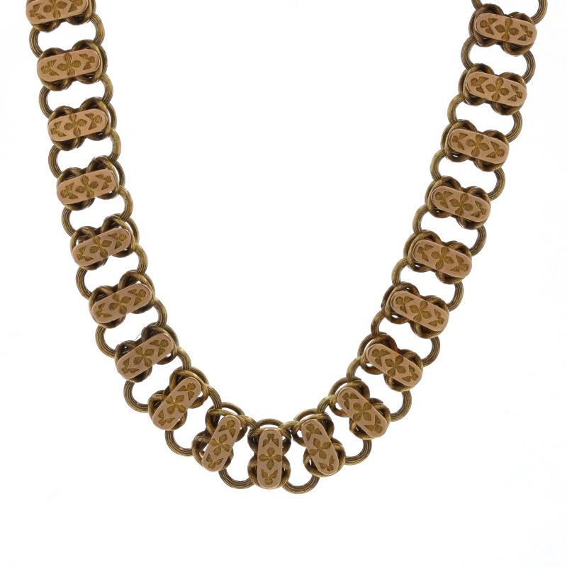Donna Collana vittoriana in oro giallo con ciondolo a forma di foglia d'edera - 10k Gold Filled in vendita