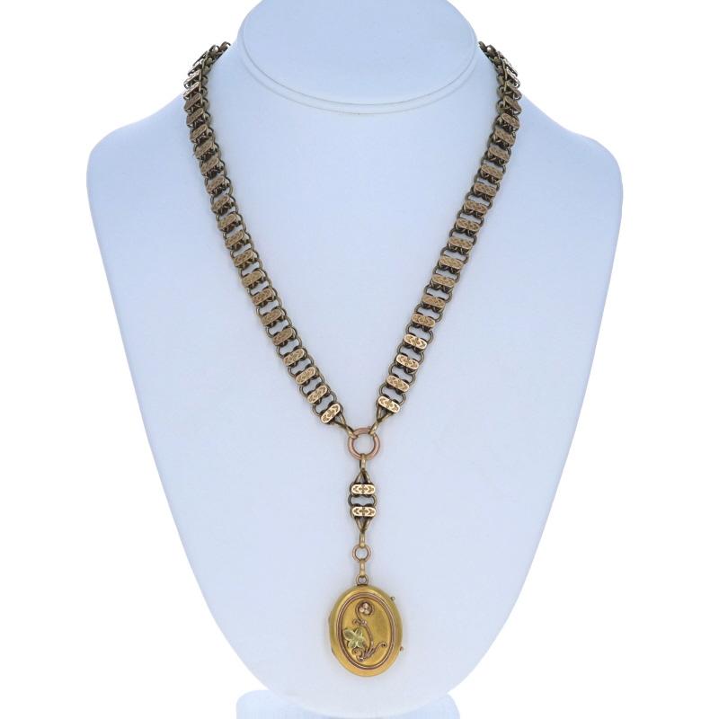Collana vittoriana in oro giallo con ciondolo a forma di foglia d'edera - 10k Gold Filled in vendita 2