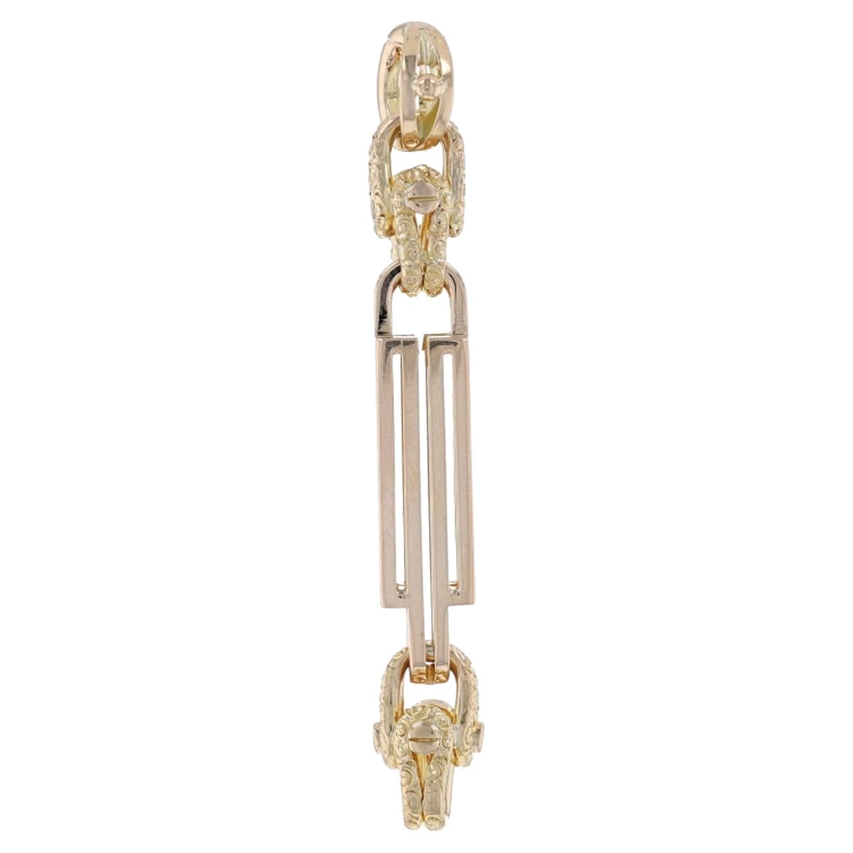 Viktorianische Gelbgold-Gliederkette Tropfenanhänger 14k Converted Antike Uhrenkette