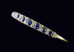 Yellow Gold Victorian Natural Untreated Sapphire Diamond Bangle, circa 1860