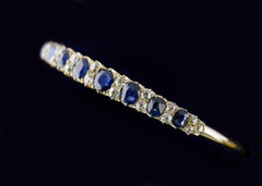 Yellow Gold Victorian Natural Untreated Sapphire Diamond Bangle circa 1860