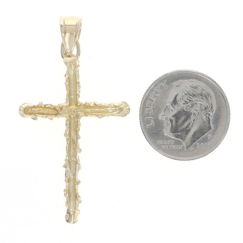 Women's or Men's Yellow Gold Vinework Cross Pendant - 14k Faith For Sale