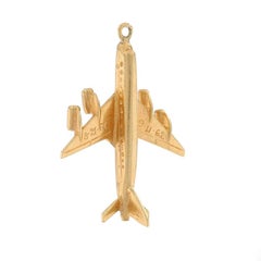 Yellow Gold Vintage Airplane Charm - 14k Air Travel Keepsake
