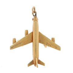 Yellow Gold Vintage Airplane Charm - 14k Air Travel Moves Pilot Flight Attendant