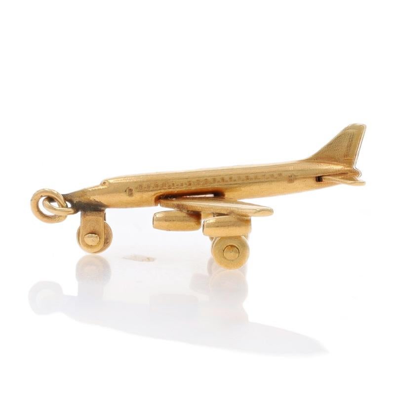 Breloque avion vintage en or jaune - 14k Air Travel Moves Pilot Flight Attendant Excellent état - En vente à Greensboro, NC