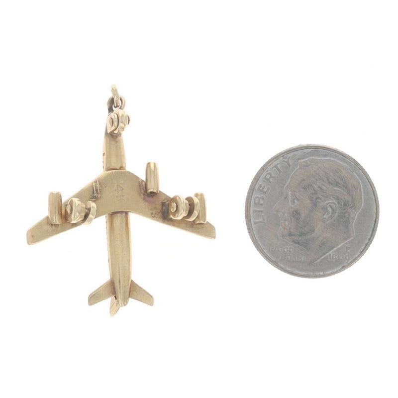 Breloque avion vintage en or jaune - 14k Air Travel Moves Pilot Flight Attendant Unisexe en vente