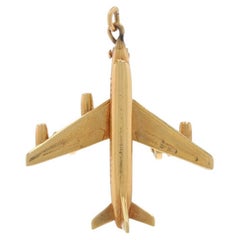 Breloque avion vintage en or jaune - 14k Air Travel Moves Pilot Flight Attendant