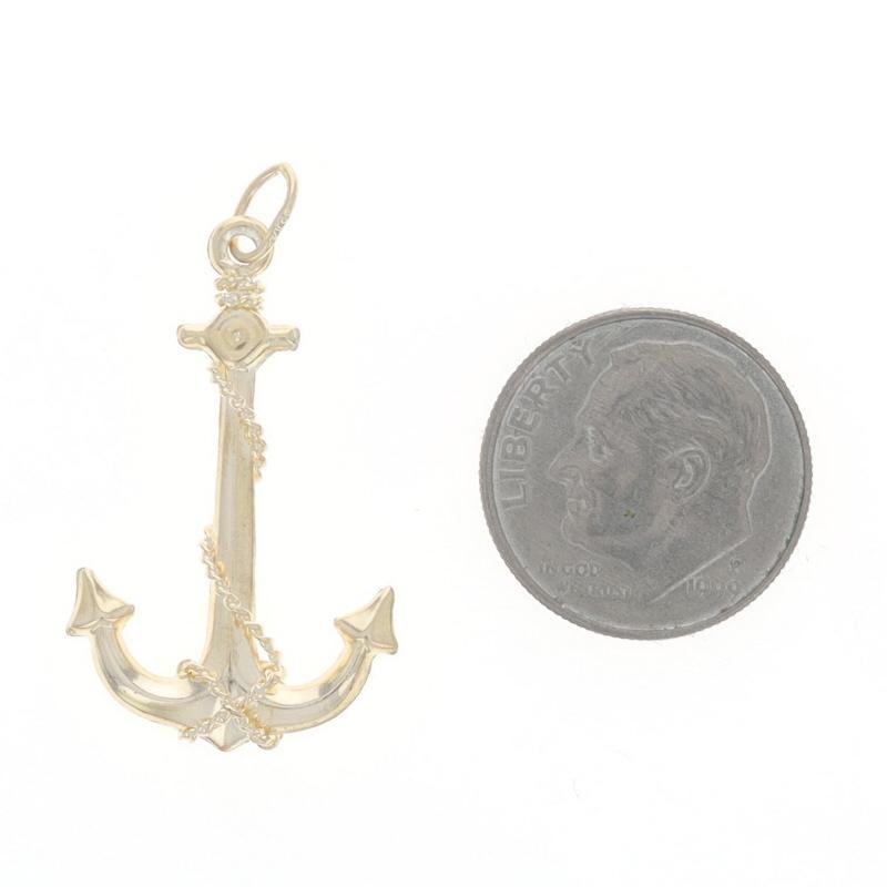 Pendentif Ancre Vintage en Or Jaune 14k Voile Excellent état - En vente à Greensboro, NC